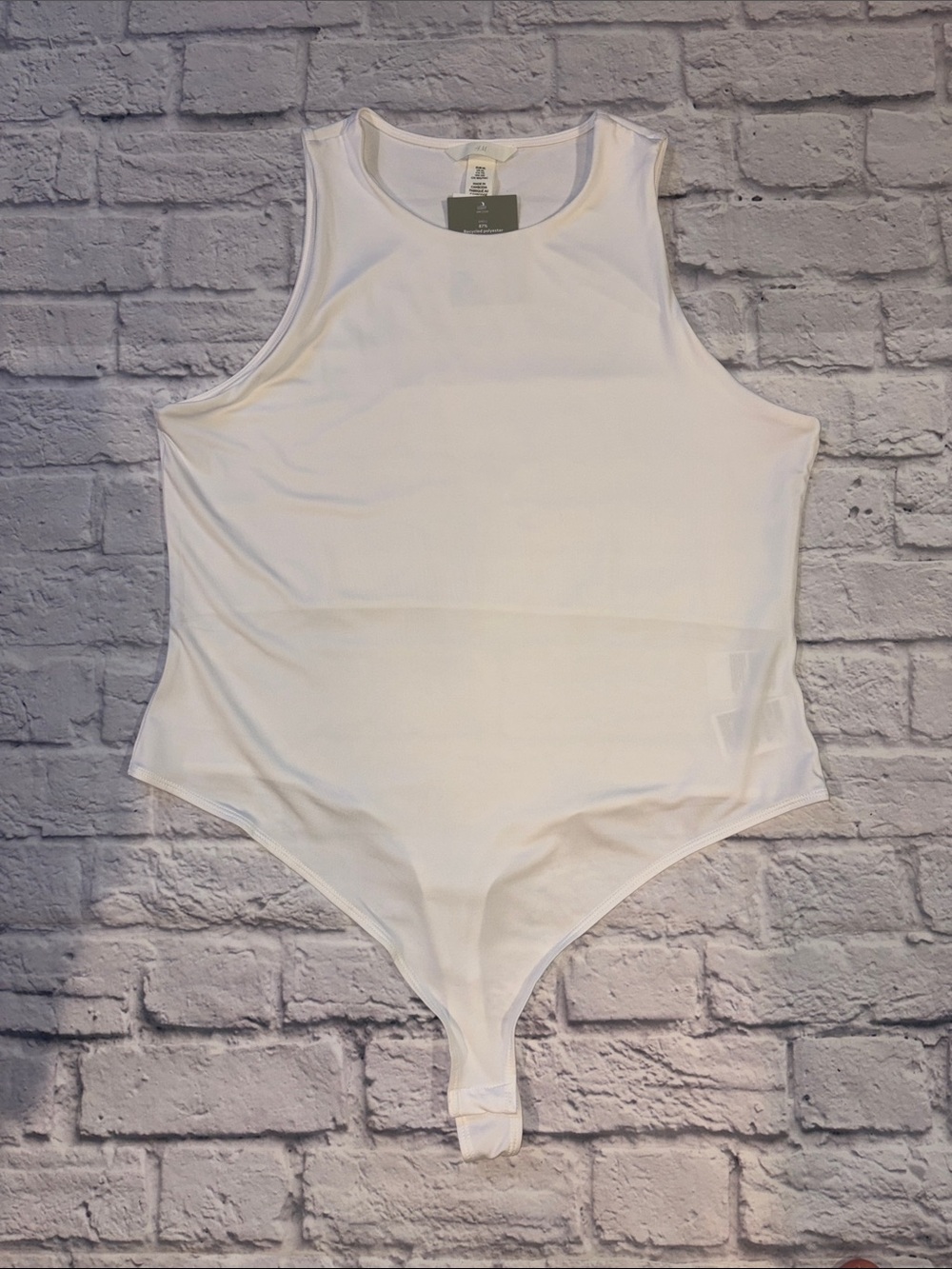 H&M White Sleeveless Thong Bodysuit Size XL NWT